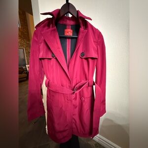 NARCISO RODRIGUEZ for Design Nation Women’s Belted Trench Coat Jacket Berry